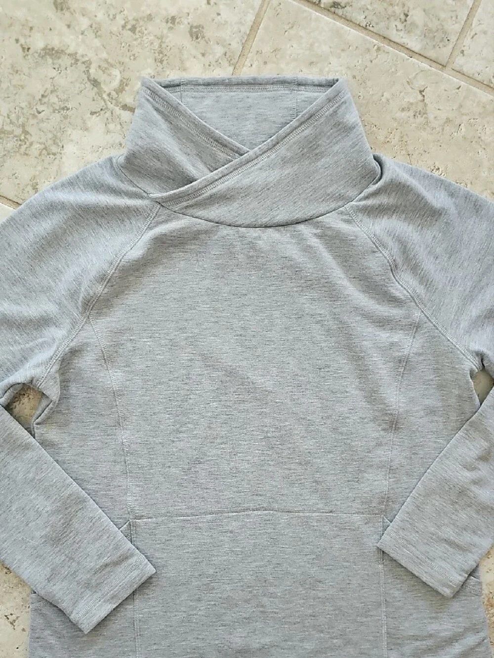 L.L. Bean Heather Light Gray Cross-Front Sweatshirt